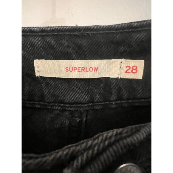 Levi's Superlow Jeans 28x32 Black Wash Straight Wide Leg Baggy '90s Grunge Y2K - Picture 4 of 9